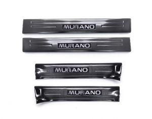 Накладки на внутренние пороги стальные на пластик с логотипом 4шт. для Nissan Murano 2015-2018